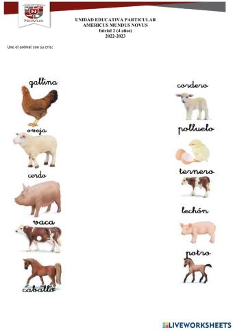 Animales y sus crías