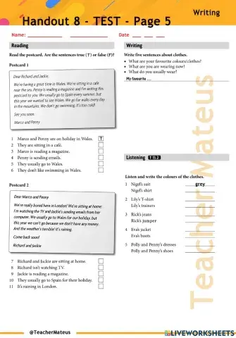 Handout 8 - TEST - Page 5 - Writing