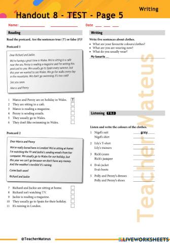 Handout 8 - TEST - Page 5 - Writing