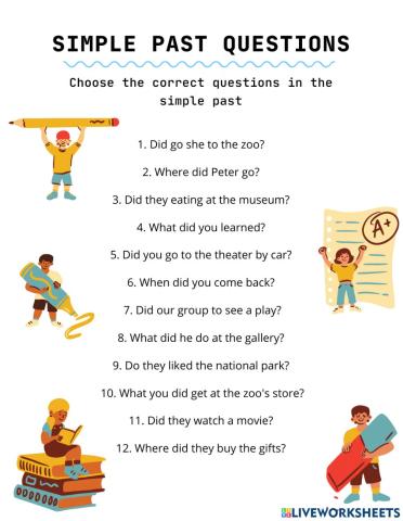 Simple past -  choose the right questions