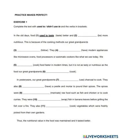 Used to- didn't use to