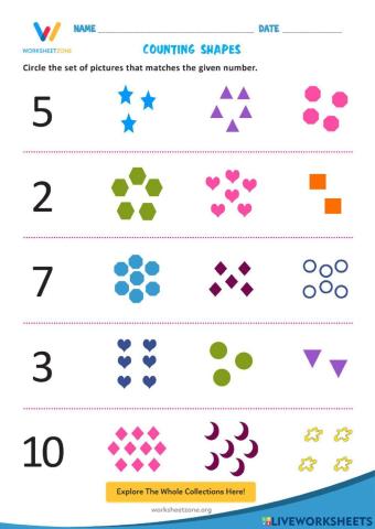How many? Numbers 1 - 10, One to Ten, Count and Write Worksheets