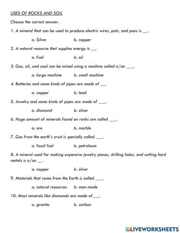 Uses of rocks and soil