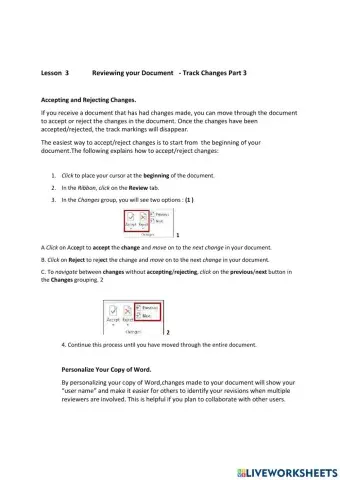 Lesson 3 Reviewing you Document Track Changes  Part 3