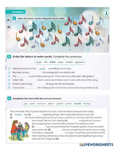 Cambridge vocabulary: music& adjectives to describe personality