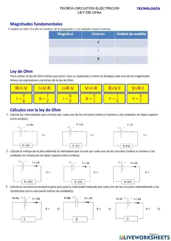 Ejercicios Ley de Ohm