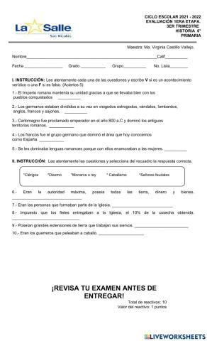 Evaluación Mensual Historia Mayo
