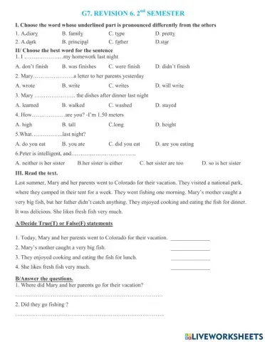 GRADE 7 REVISION 6. 2nd SEMESTER