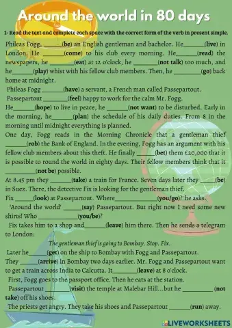Around the world in 80 days: present simple