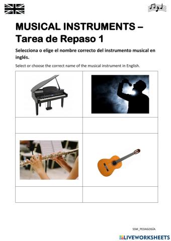 MUSICAL INSTRUMENTS - Tarea Repaso 1