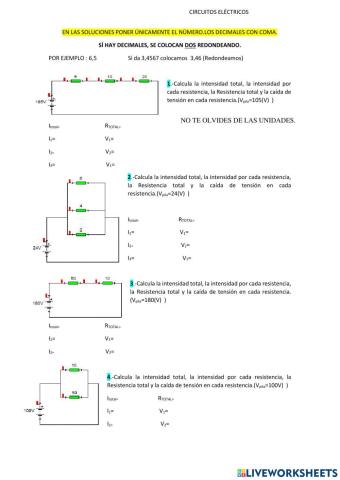Ejercicios de Circuitos en Serie y Paralelo