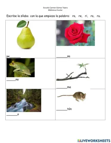 Sílaba: ra re ri ro ru