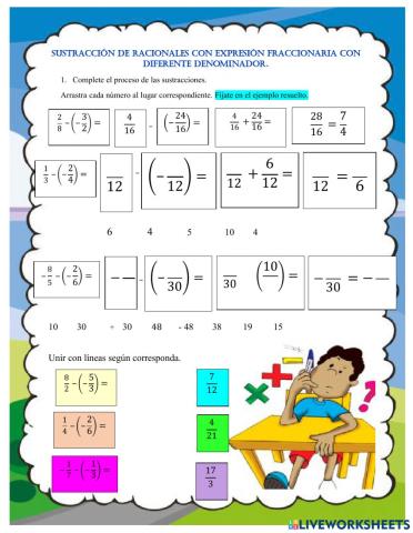 Sustracción de Q, expresión fracciobaria con el mismo deniminador
