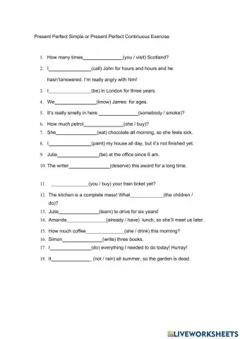 Present Perfect Vs Perfect Continuos