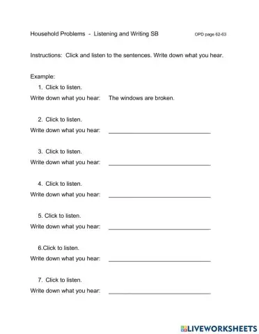Household Problems - Listening-Writing