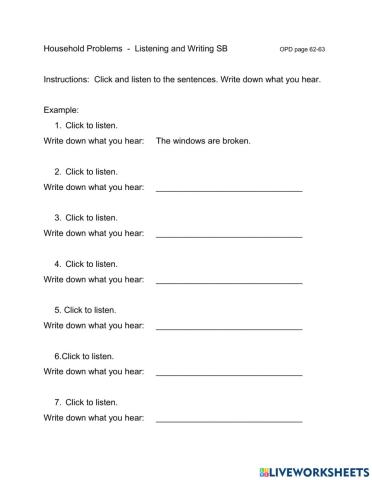 Household Problems - Listening-Writing