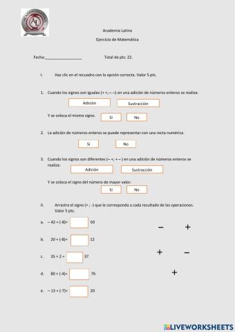 Ejercicio de Matemática