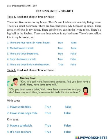 Reading skill - Grade 3