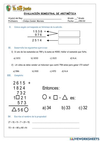 Evaluación de matemática