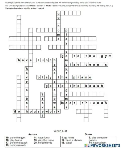 Beginner half a crossword B