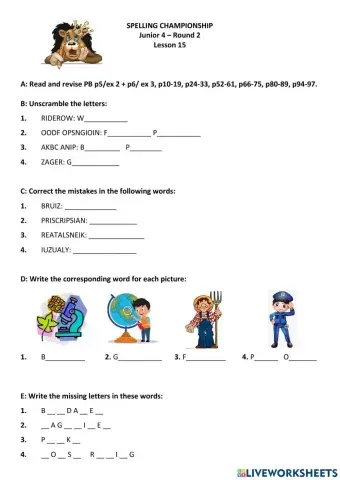 Spelling Round II Lesson 15 Junior 4