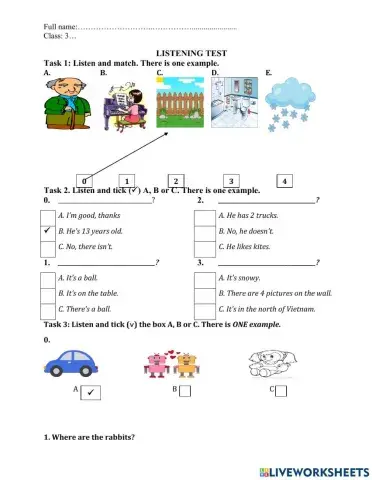 Listening Test Grade 3
