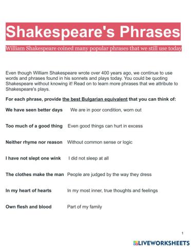Shakespeare's Phrases