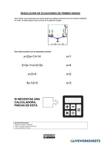 Resolución de ecuaciones de primer grado