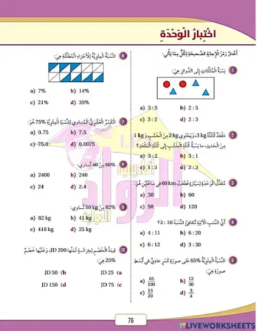 اختبار الوحدة السادسة