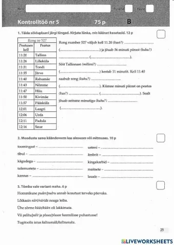 Kontrolltöö 5.klass B