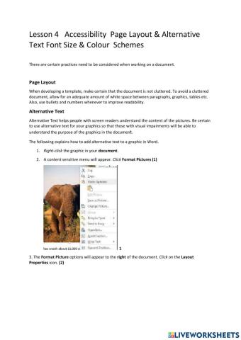 Lesson 4   Accessibility  Page Layout & Alternative Text Font Size & Colour  Schemes