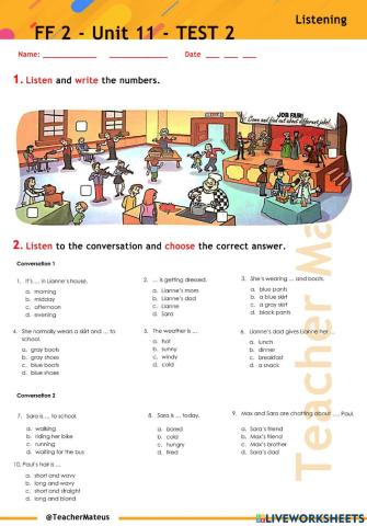 FF 2 - Unit 11 - TEST 2 - Listening