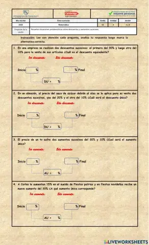 Aumentos y Descuentos sucesivos