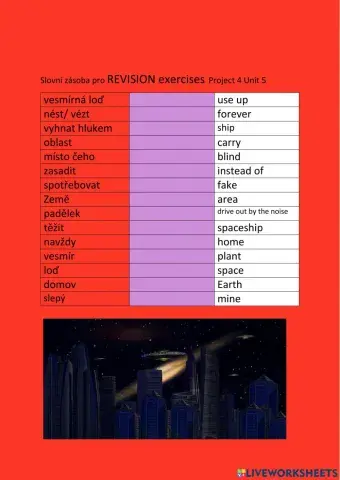 ANG 8 - Vocabulary from REVISION exercises Project 4 Unit 5- part 1 - drag and drop
