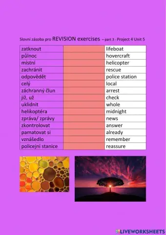 ANG 8 - Vocabulary from REVISION exercises Project 4 Unit 5 - part 3 - drag and drop
