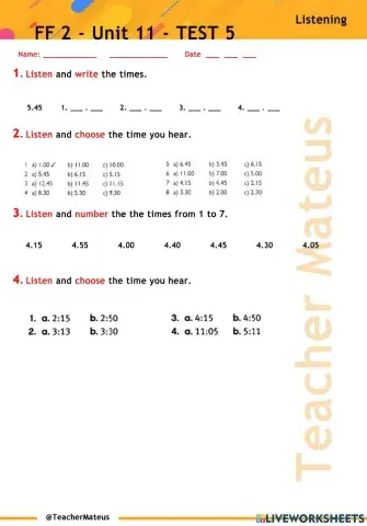 FF 2 - Unit 11 - TEST 5 - Listening