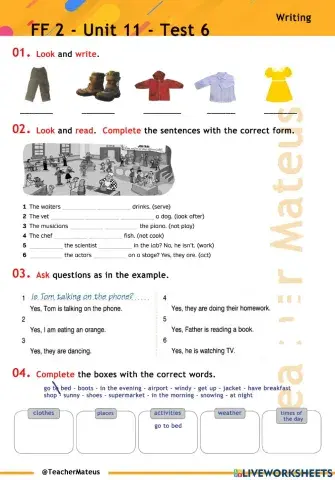 FF 2 - Unit 11 - TEST 6 - Writing