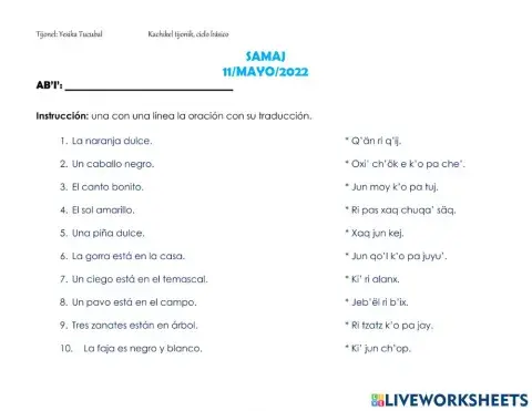 Oraciones cortas - Kaqchikel
