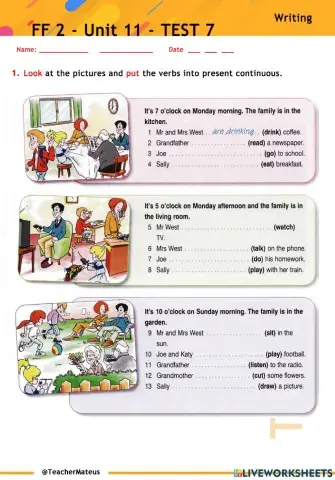 FF 2 - Unit 11 - TEST 7 - Writing