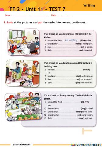 FF 2 - Unit 11 - TEST 7 - Writing