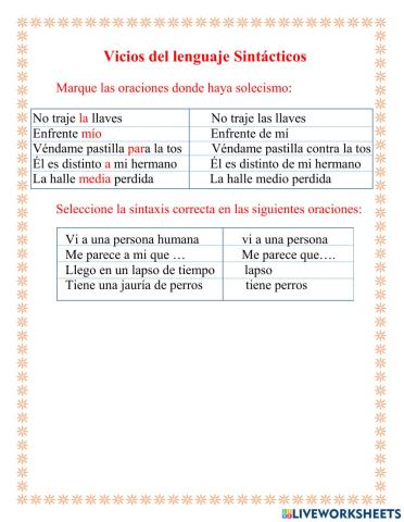 Los vicios sintácticos