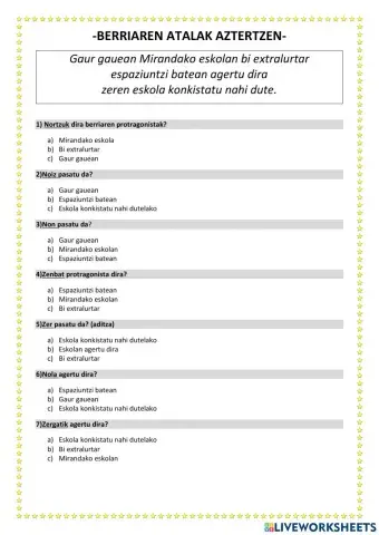 Berrien galderak lantzen