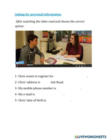 Asking for personal information