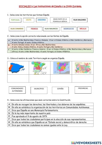 Las instituciones de España y la Unión Europea