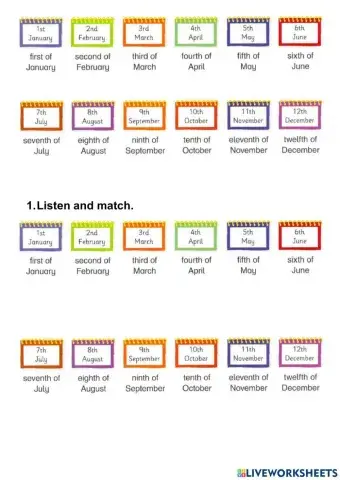 Ordinal numbers and month
