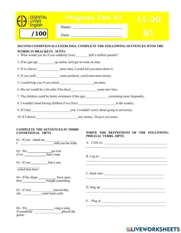 Achievement test B1 Lessons 11 to 20