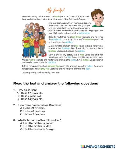 Family - Reading Comprehension