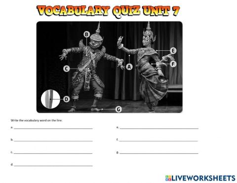 Vocabulary Quiz Unit 7