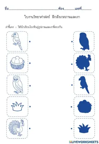 แบบทดสอบโยงเส่้นจับคู่ภาพ ป.1