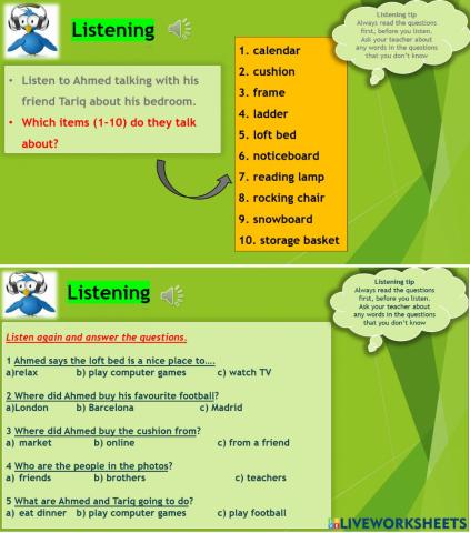 My Space - Listening Activity